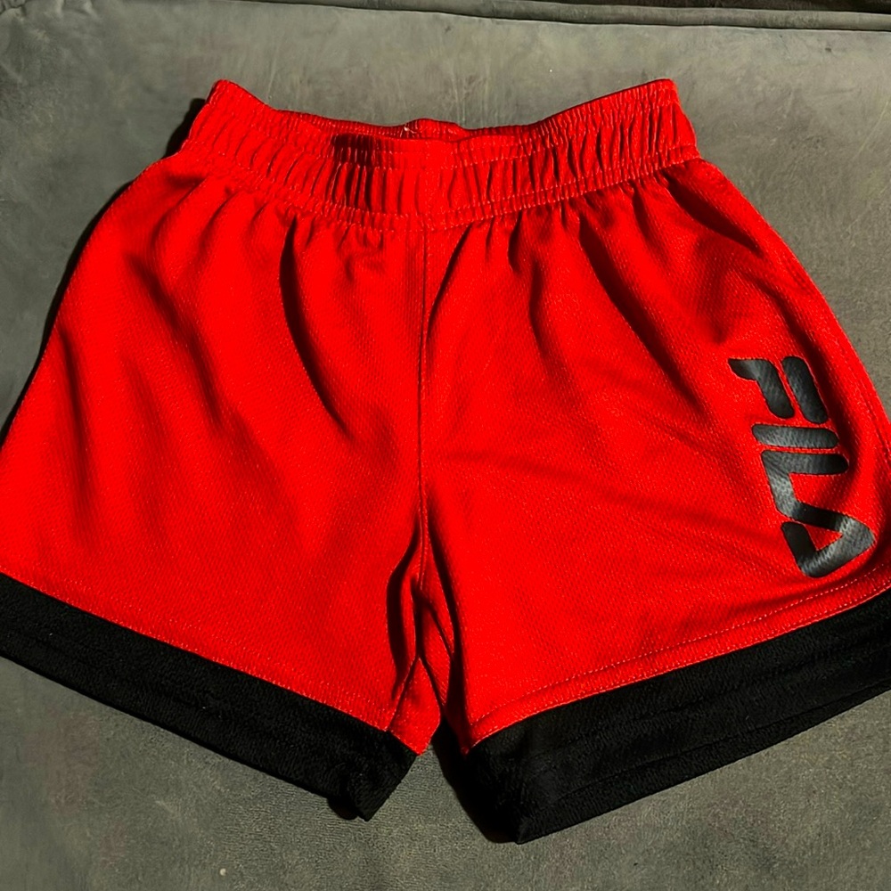 Classic Fila brand red shorts for boys.